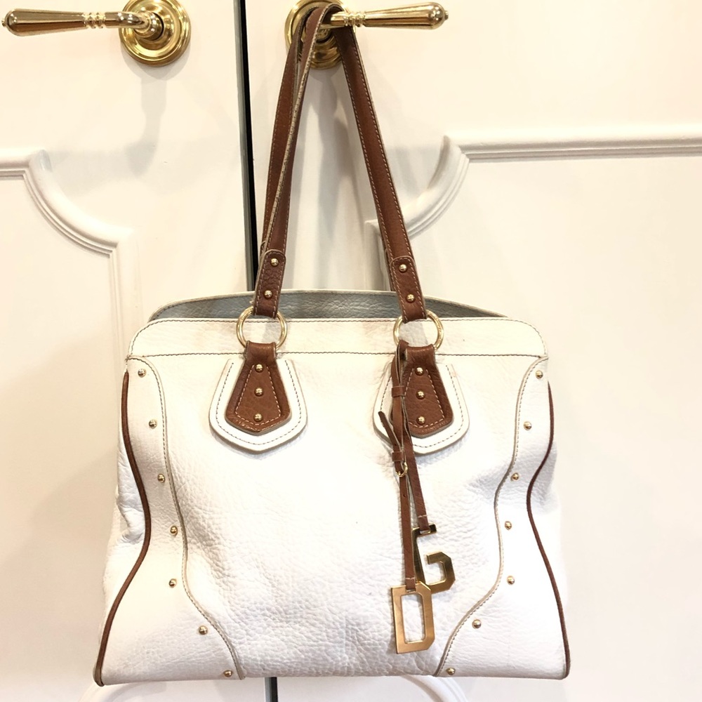 Dolce & Gabbana Studded White Leather Tote Bag